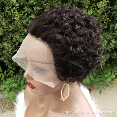 Wholesale Factory Price Brazilian Curly Short Pixie Cut  Wig Human Hair Lace Front Wigs For Black Woman